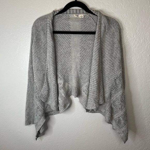 MOTH Anthropologie Open Front Cascade Drape Cardigan Sweater Gray Womens Small - Picture 2 of 9